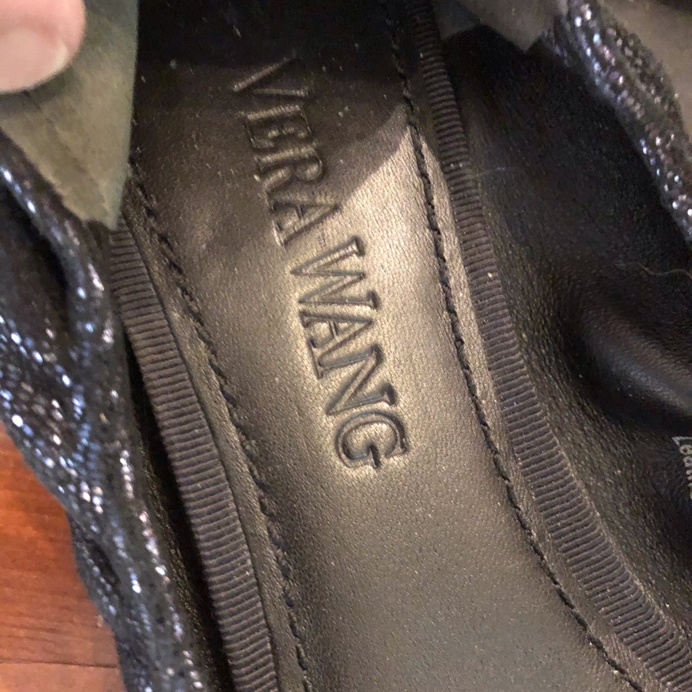 Great Vera Wang Metallic Black Ballet Flats 8.5 - Picture 2 of 6
